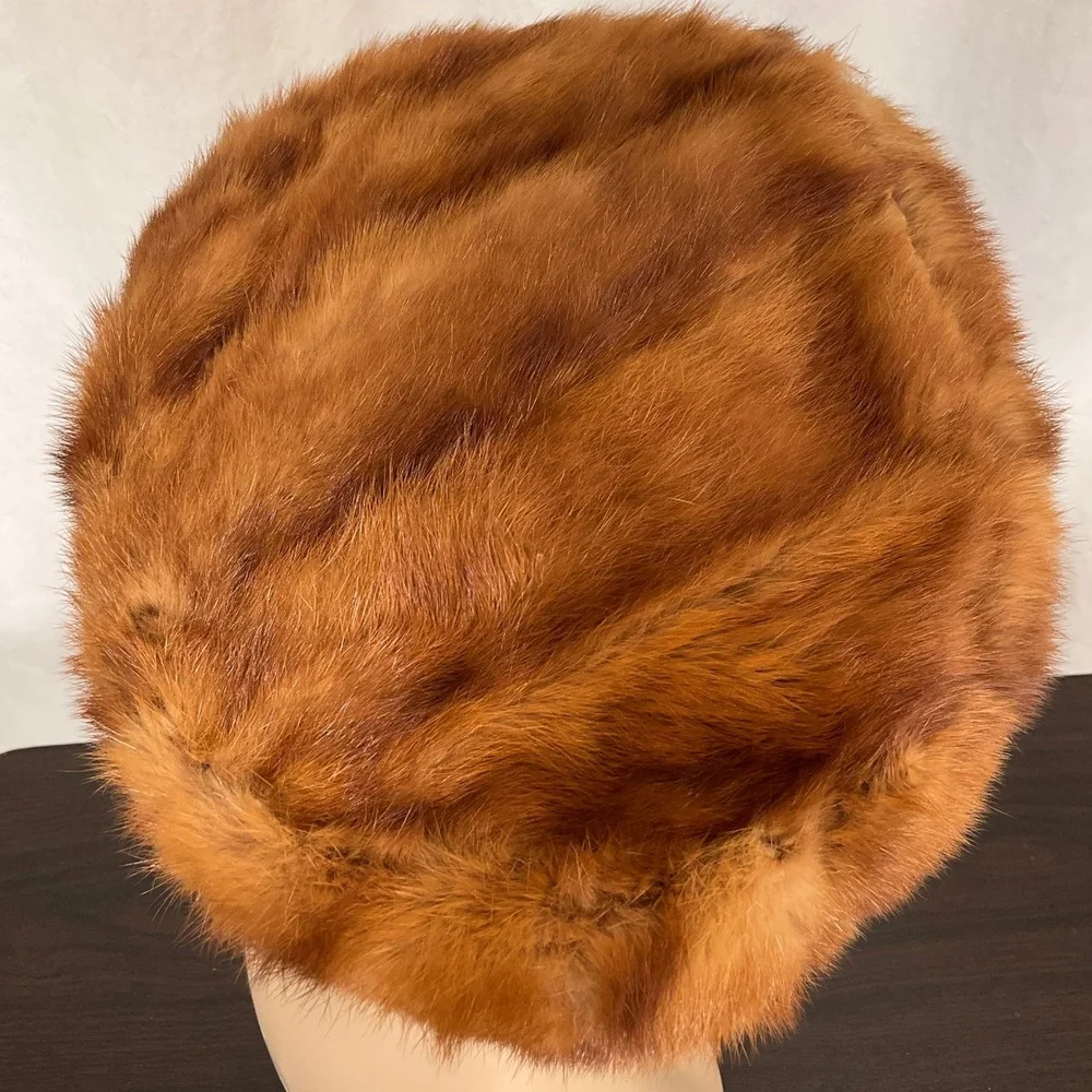 Vintage Real Mink Pillbox Hat Womens Small‎ 1930s-40s Formal Unbranded Retro